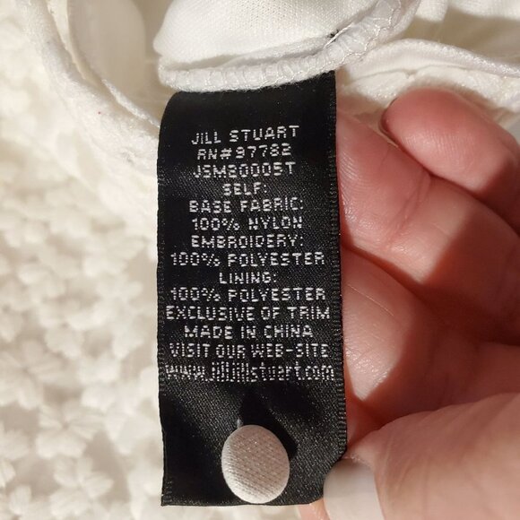 Jill Stuart Embroidered White Lace Shirt with Ruffle Sleeves Women's Large - Picture 9 of 10